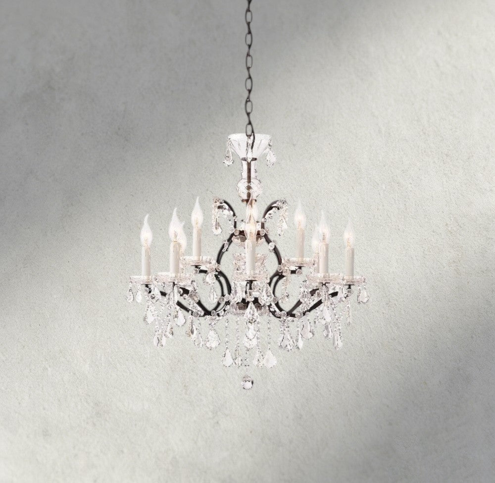 19th C. Rococo Iron & Crystal Round Chandelier 18", 28", 33", 40", 60", 101" - Zelno Lighting