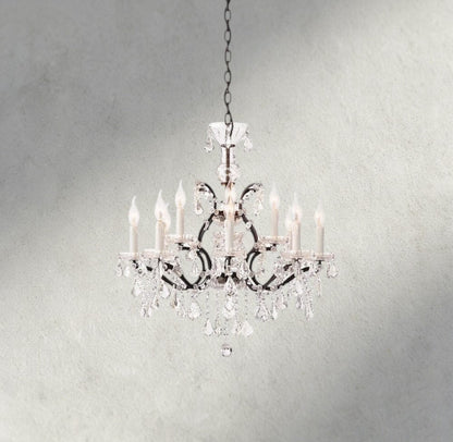 19th C. Rococo Iron & Crystal Round Chandelier 18", 28", 33", 40", 60", 101" - Zelno Lighting
