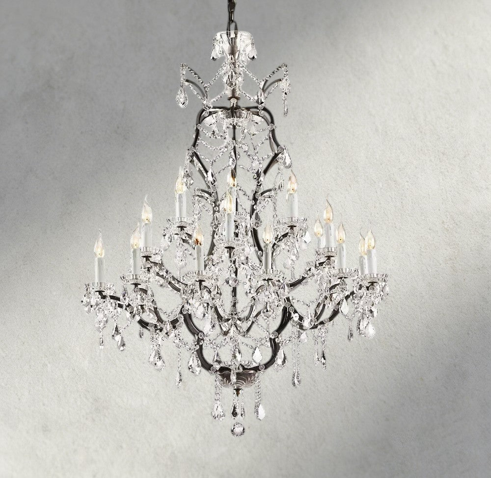 19th C. Rococo Iron & Crystal Round Chandelier 18", 28", 33", 40", 60", 101" - Zelno Lighting