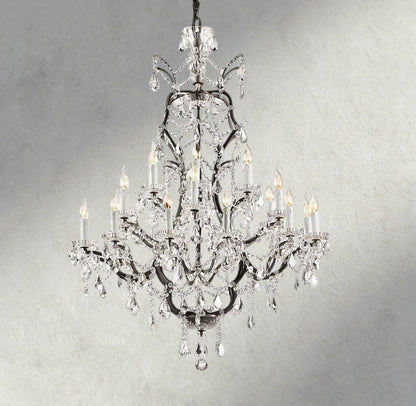 19th C. Rococo Iron & Crystal Round Chandelier 18", 28", 33", 40", 60", 101" - Zelno Lighting