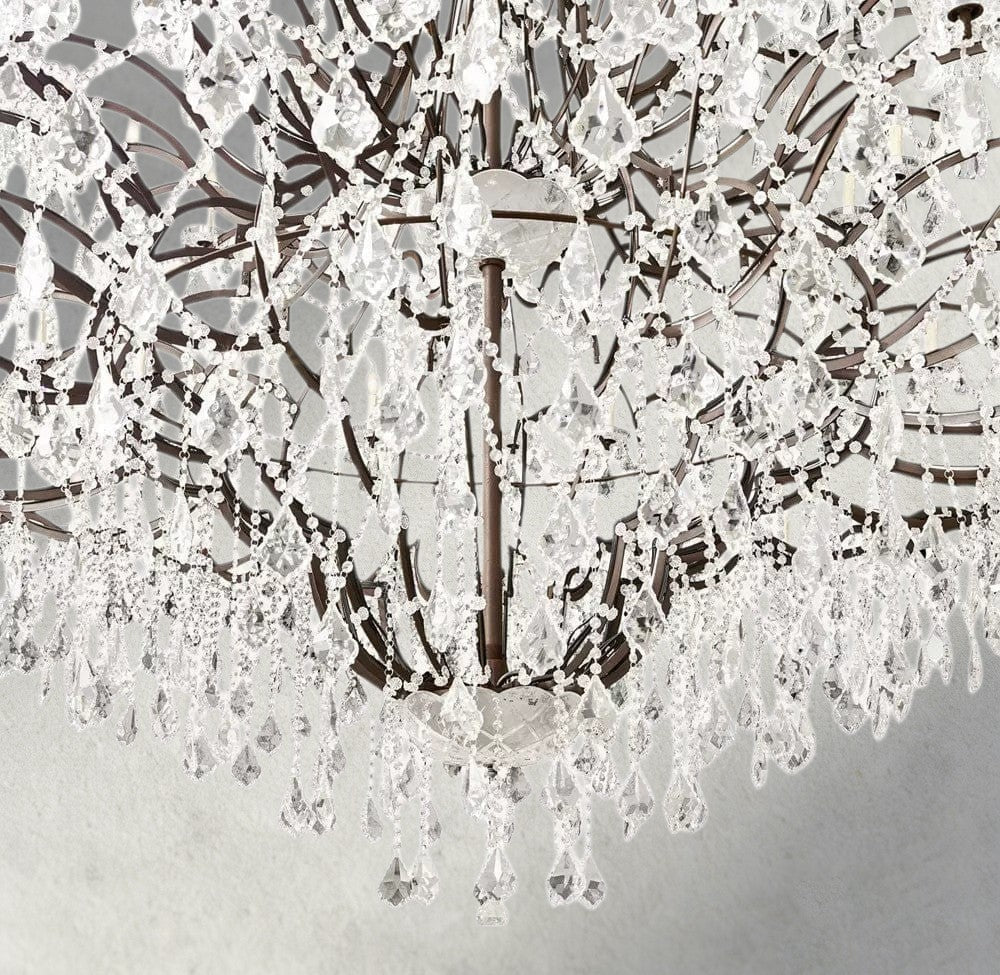 19th C. Rococo Iron & Crystal Round Chandelier 18", 28", 33", 40", 60", 101" - Zelno Lighting