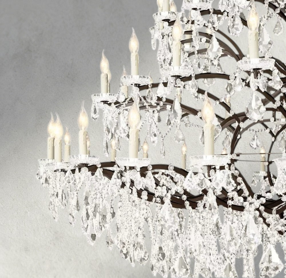 19th C. Rococo Iron & Crystal Round Chandelier 18", 28", 33", 40", 60", 101" - Zelno Lighting