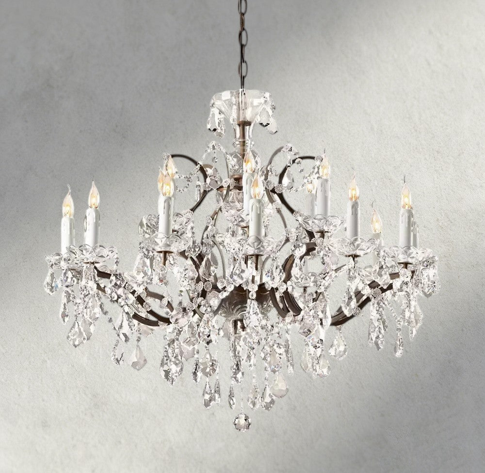 19th C. Rococo Iron & Crystal Round Chandelier 18", 28", 33", 40", 60", 101" - Zelno Lighting