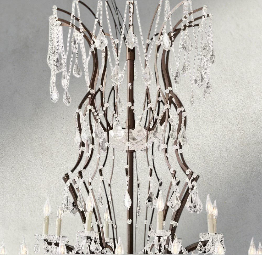 19th C. Rococo Iron & Crystal Round Chandelier 18", 28", 33", 40", 60", 101" - Zelno Lighting