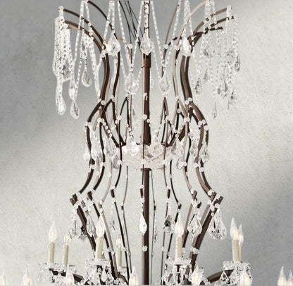 19th C. Rococo Iron & Crystal Round Chandelier 18", 28", 33", 40", 60", 101" - Zelno Lighting