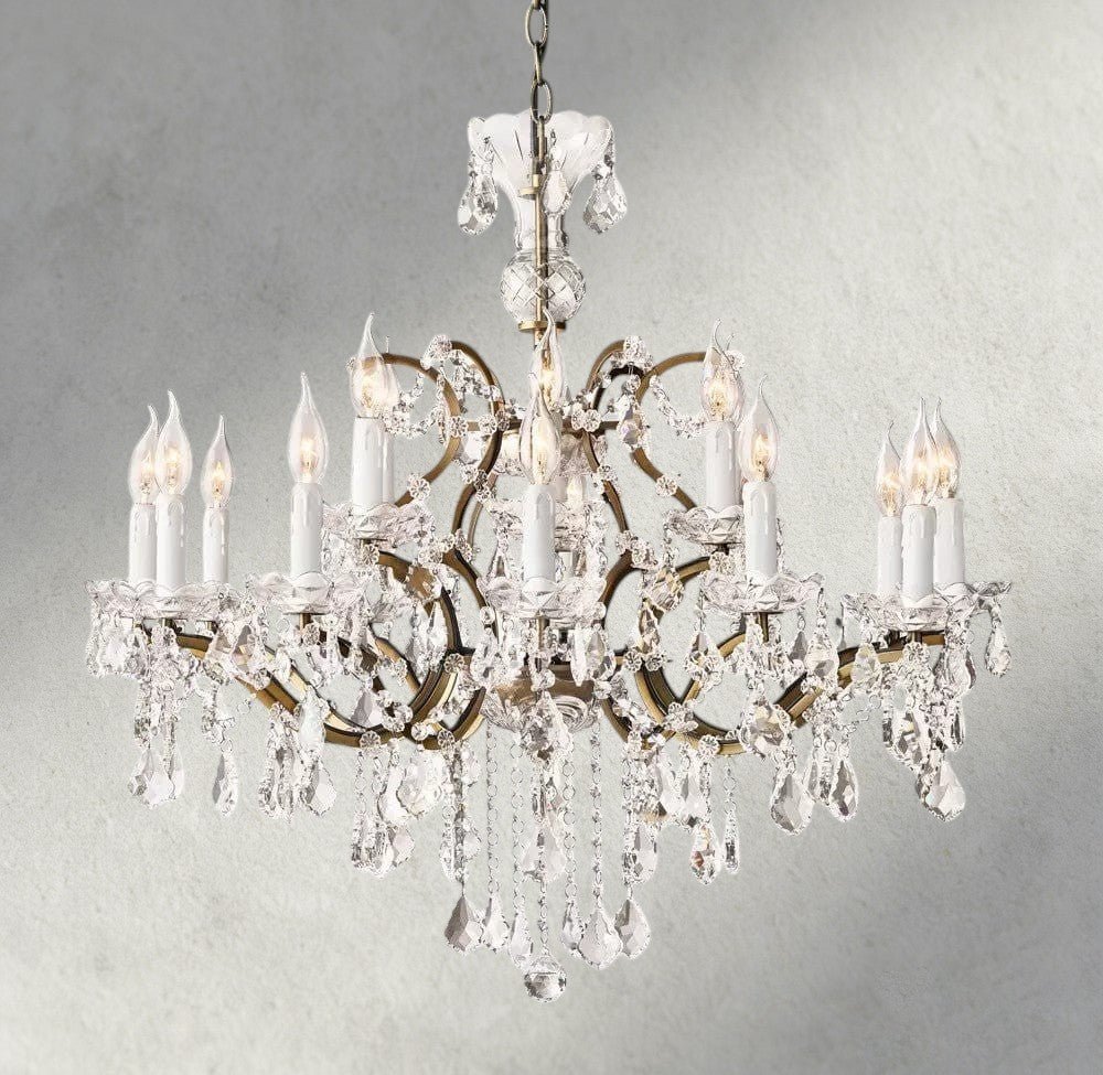 19th C. Rococo Iron & Crystal Round Chandelier 18", 28", 33", 40", 60", 101" - Zelno Lighting