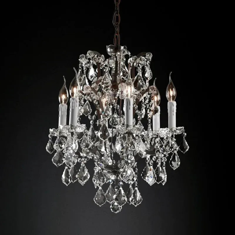 19th C. Rococo Iron & Crystal Round Chandelier 18", 28", 33", 40", 60", 101"