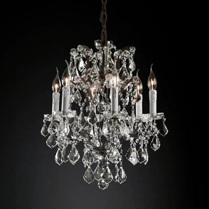 19th C. Rococo Iron & Crystal Round Chandelier 18", 28", 33", 40", 60", 101"