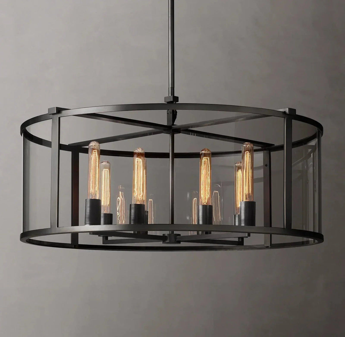 33 Inch Glass Drum Chandelier - Beckman - Zelno Lighting