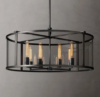 33 Inch Glass Drum Chandelier - Beckman - Zelno Lighting