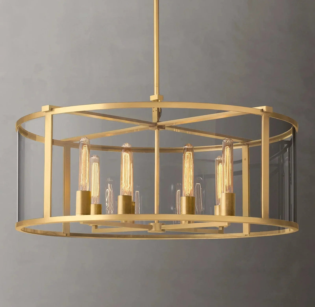 33 Inch Glass Drum Chandelier - Beckman - Zelno Lighting