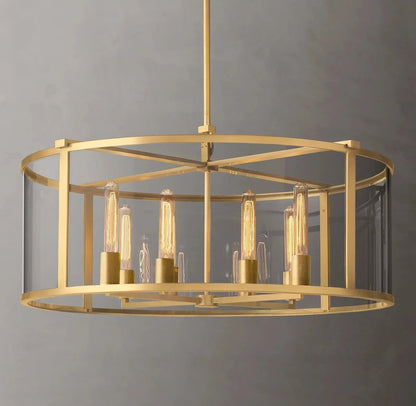 33 Inch Glass Drum Chandelier - Beckman - Zelno Lighting