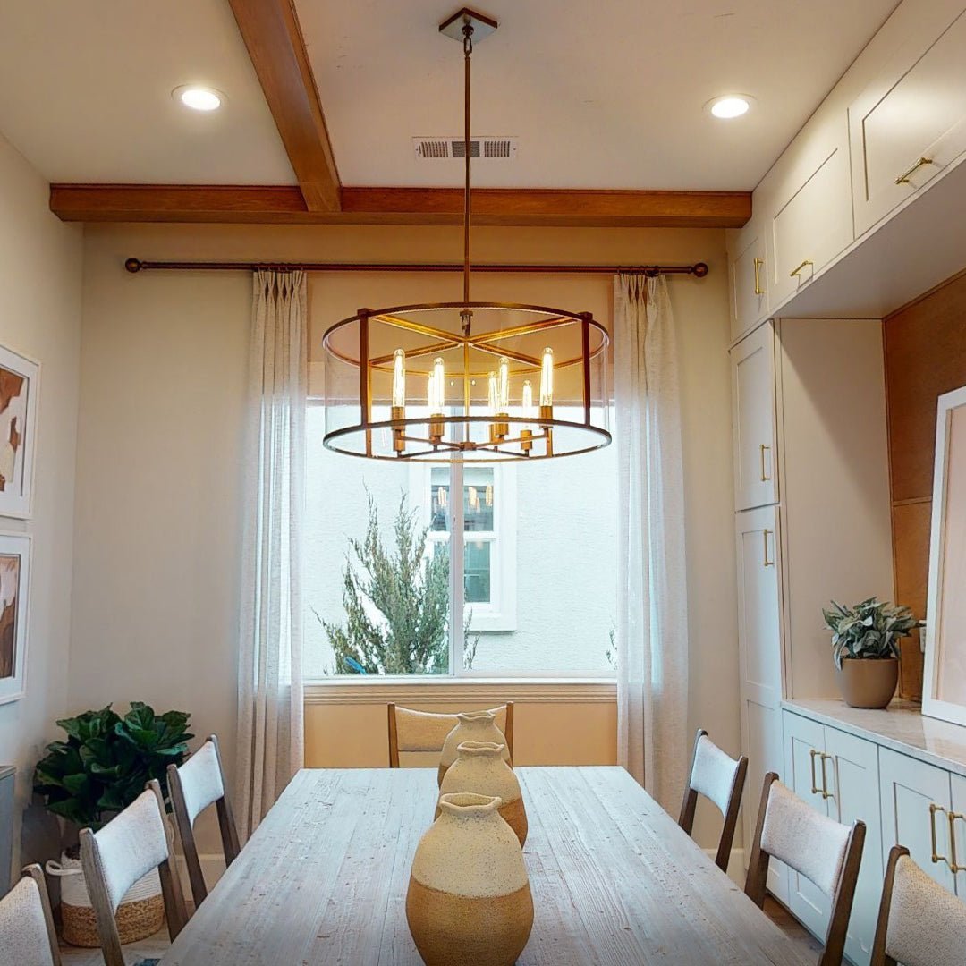 33 Inch Glass Drum Chandelier - Beckman - Zelno Lighting