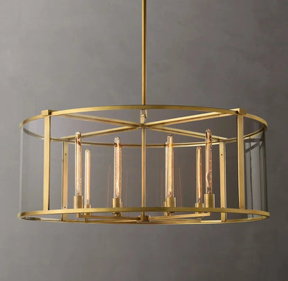 44 Inch Glass Drum Chandelier - Beckman - Zelno Lighting