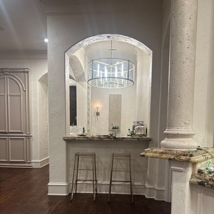 44 Inch Glass Drum Chandelier - Beckman - Zelno Lighting