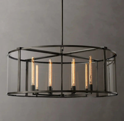 44 Inch Glass Drum Chandelier - Beckman - Zelno Lighting