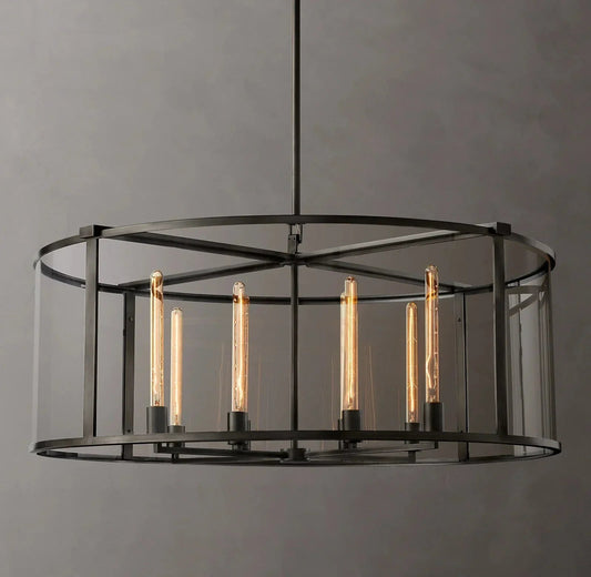 44 Inch Glass Drum Chandelier - Beckman - Zelno Lighting