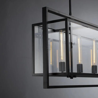 54 Inch Glass Rectangular Chandelier - Beckman - Zelno Lighting
