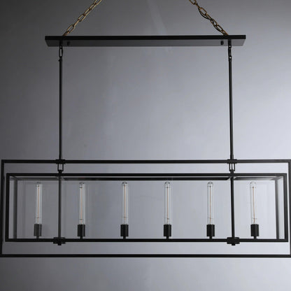 54 Inch Glass Rectangular Chandelier - Beckman - Zelno Lighting