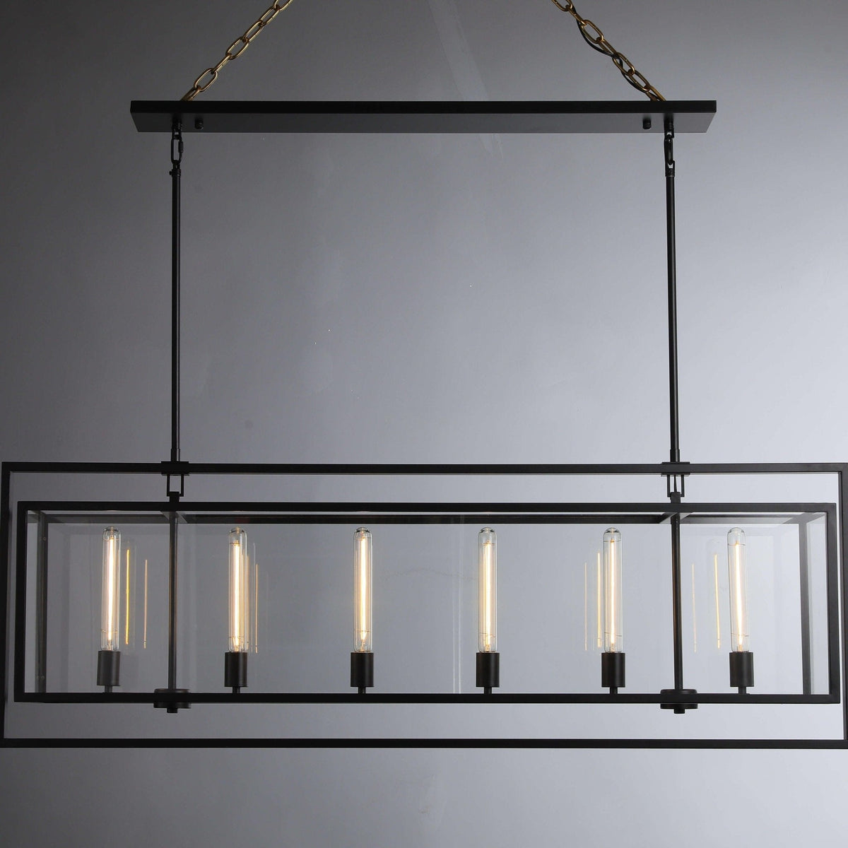 54 Inch Glass Rectangular Chandelier - Beckman - Zelno Lighting