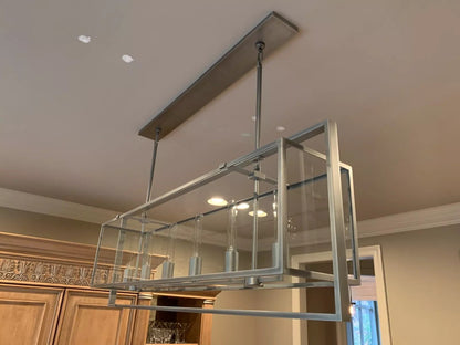 54 Inch Glass Rectangular Chandelier - Beckman - Zelno Lighting
