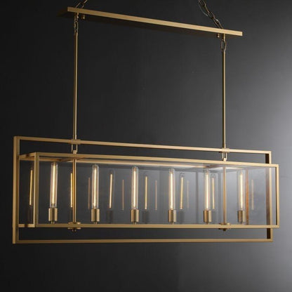 54 Inch Glass Rectangular Chandelier - Beckman - Zelno Lighting