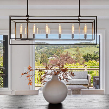 54 Inch Glass Rectangular Chandelier - Beckman - Zelno Lighting