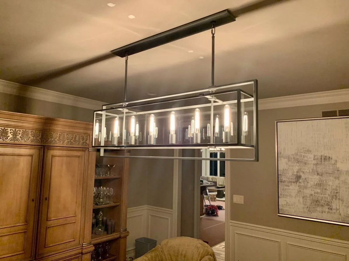 54 Inch Glass Rectangular Chandelier - Beckman - Zelno Lighting