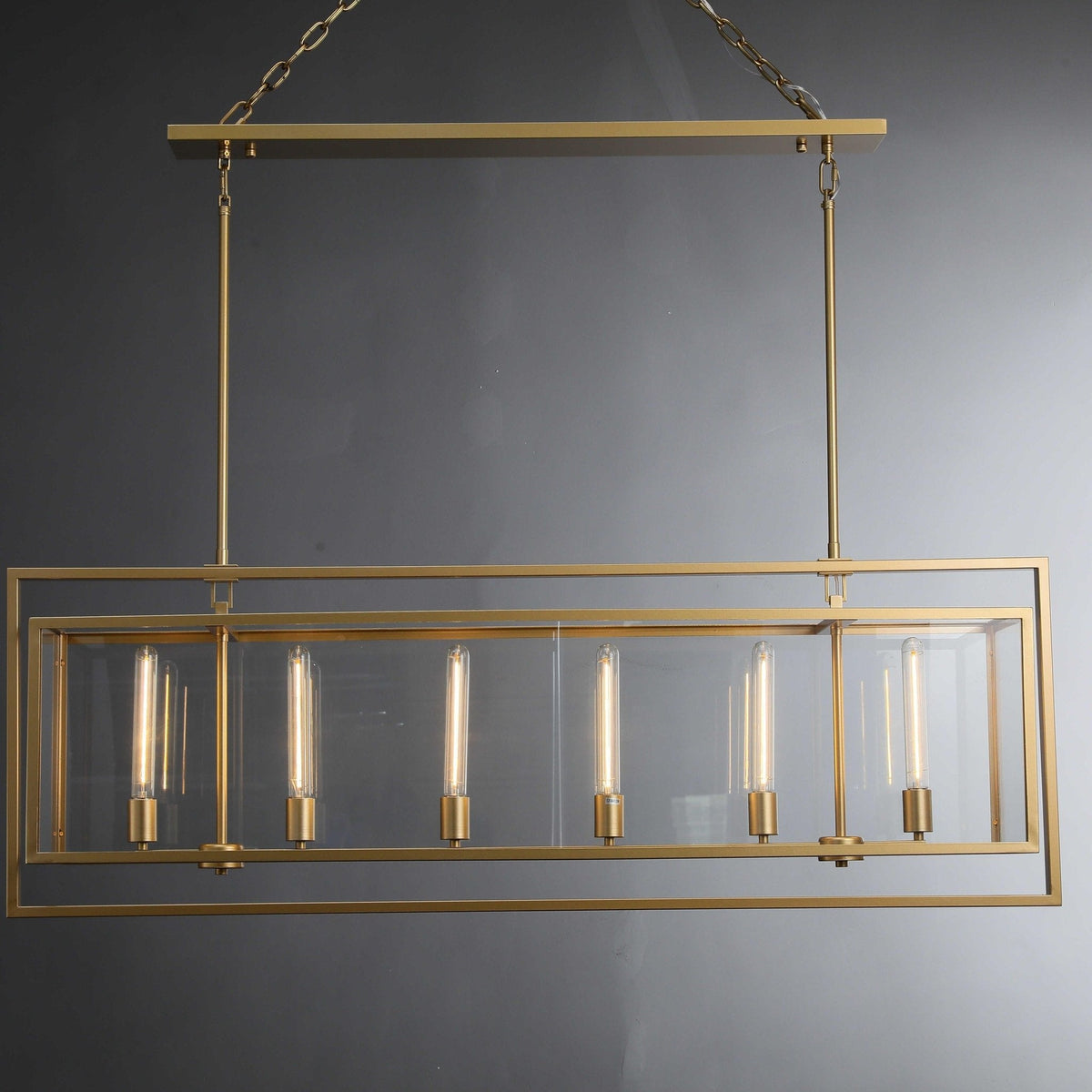 54 Inch Glass Rectangular Chandelier - Beckman - Zelno Lighting