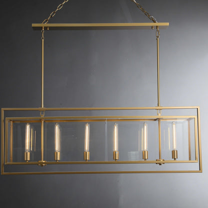 54 Inch Glass Rectangular Chandelier - Beckman - Zelno Lighting