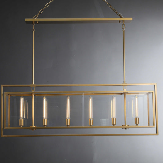 54 Inch Glass Rectangular Chandelier - Beckman - Zelno Lighting