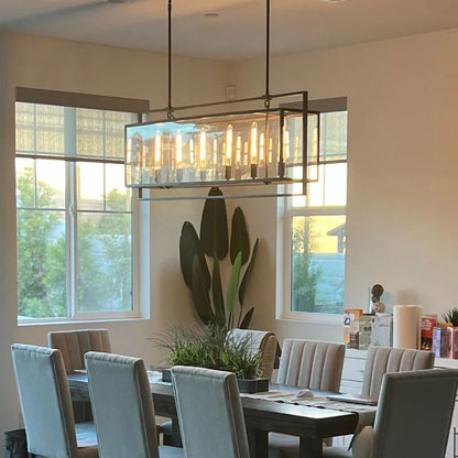 54 Inch Glass Rectangular Chandelier - Beckman - Zelno Lighting