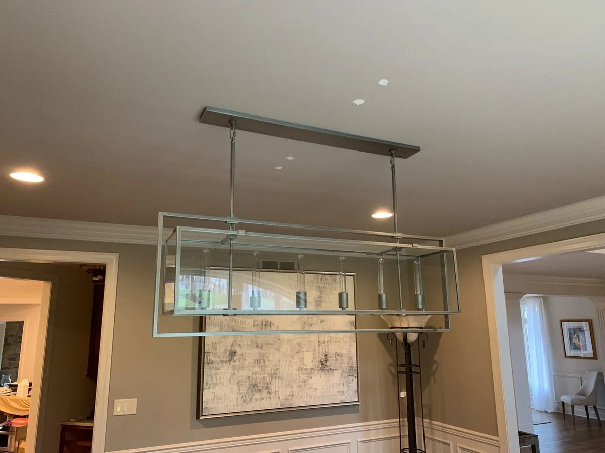 54 Inch Glass Rectangular Chandelier - Beckman - Zelno Lighting