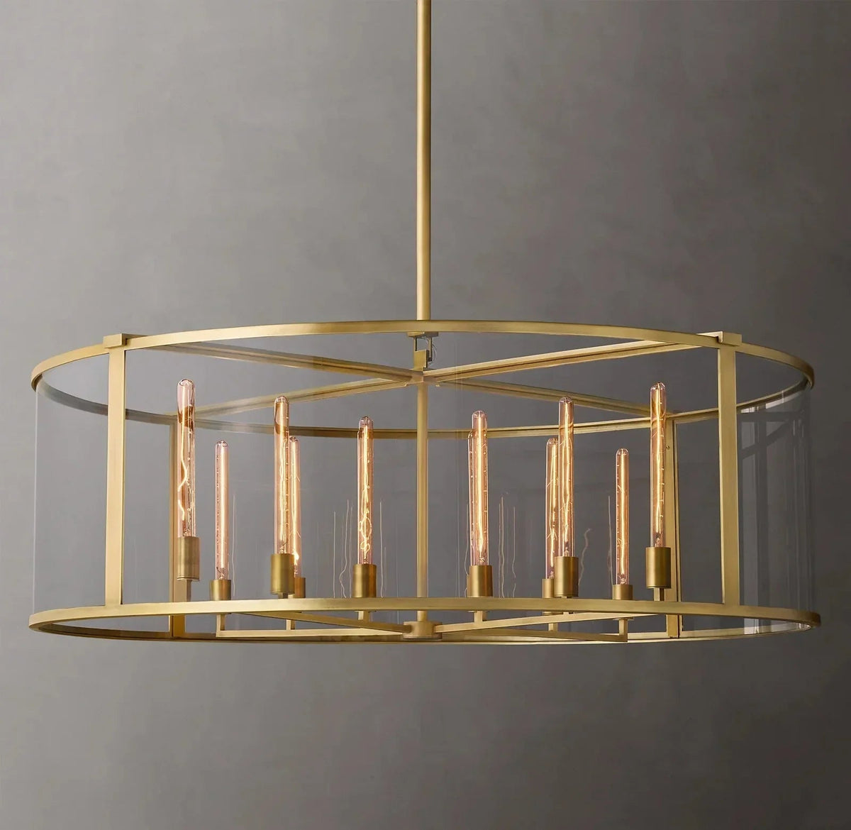 55 Inch Glass Drum Chandelier - Beckman - Zelno Lighting