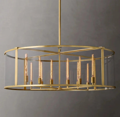 55 Inch Glass Drum Chandelier - Beckman - Zelno Lighting