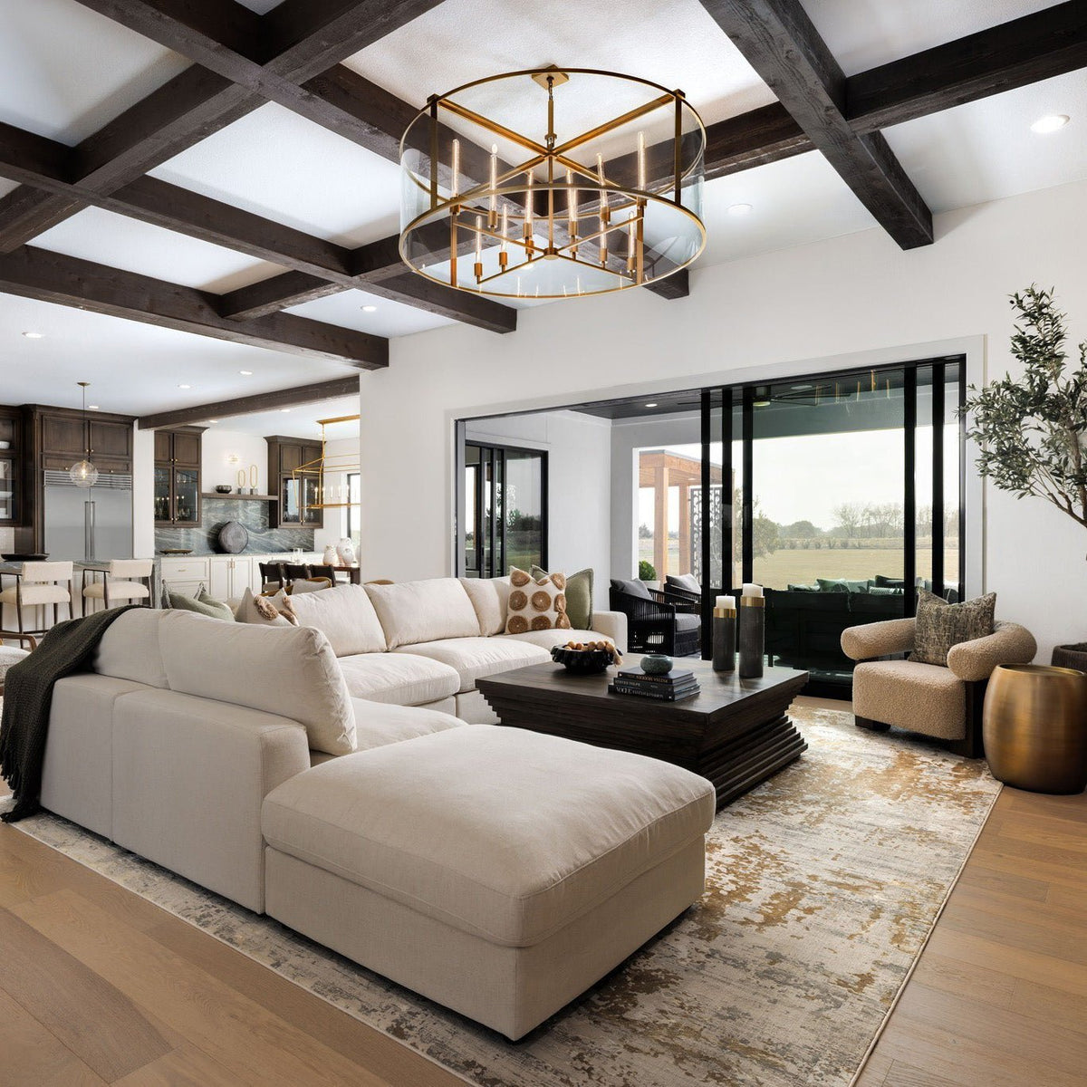 55 Inch Glass Drum Chandelier - Beckman - Zelno Lighting