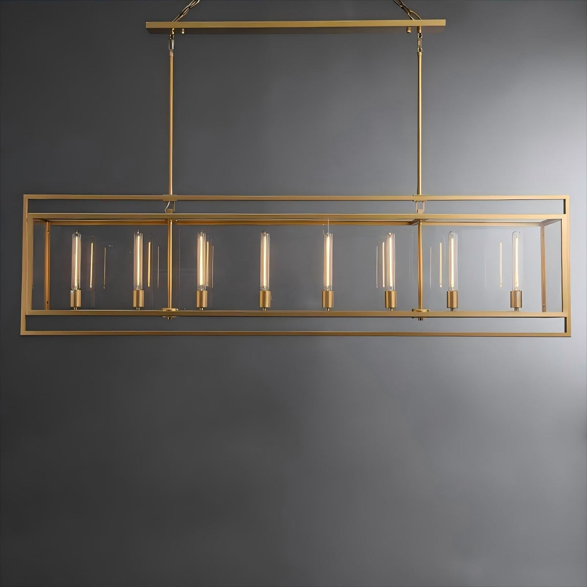 72 Inch Glass Rectangular Chandelier - Beckman - Zelno Lighting