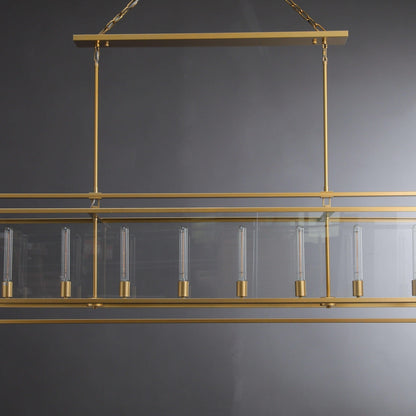 72 Inch Glass Rectangular Chandelier - Beckman - Zelno Lighting