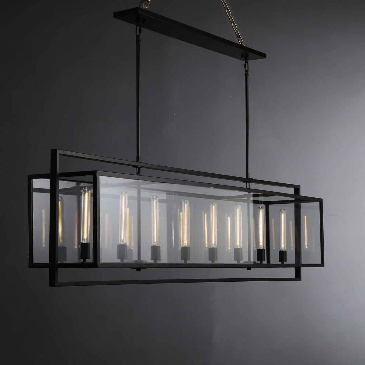 72 Inch Glass Rectangular Chandelier - Beckman - Zelno Lighting