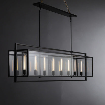 72 Inch Glass Rectangular Chandelier - Beckman - Zelno Lighting