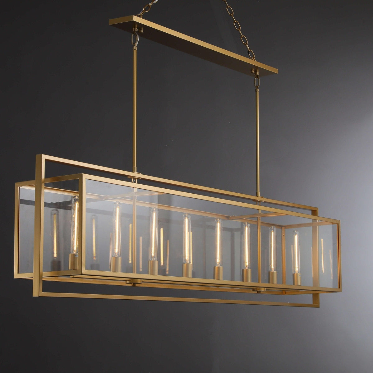 72 Inch Glass Rectangular Chandelier - Beckman - Zelno Lighting