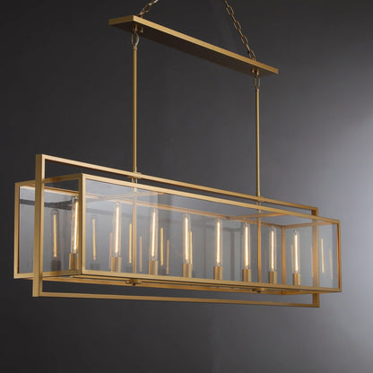 72 Inch Glass Rectangular Chandelier - Beckman - Zelno Lighting