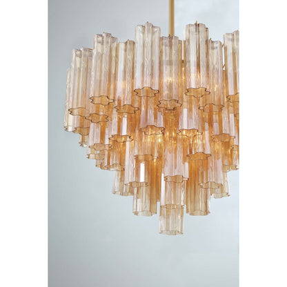 Addis 12 Light 27in Waterfall Chandelier Amber Glass - Zelno Lighting