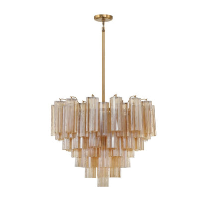 Addis 12 Light 27in Waterfall Chandelier Amber Glass - Zelno Lighting