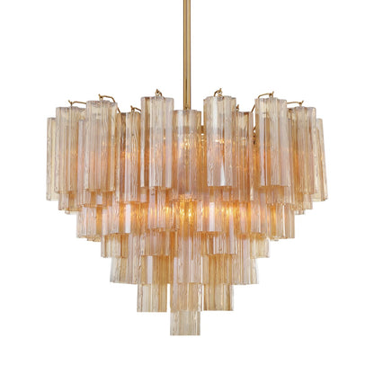 Addis 12 Light 27in Waterfall Chandelier Amber Glass - Zelno Lighting