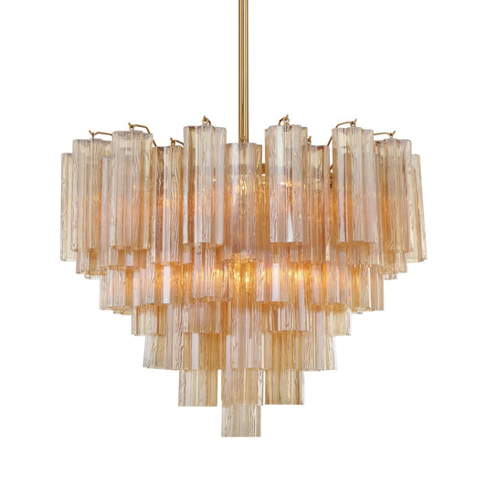 Addis 12 Light 27in Waterfall Chandelier Amber Glass - Zelno Lighting