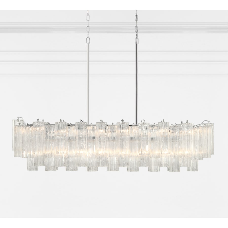 Addis 14 Light 52" Crystal Linear Chandelier - Zelno Lighting
