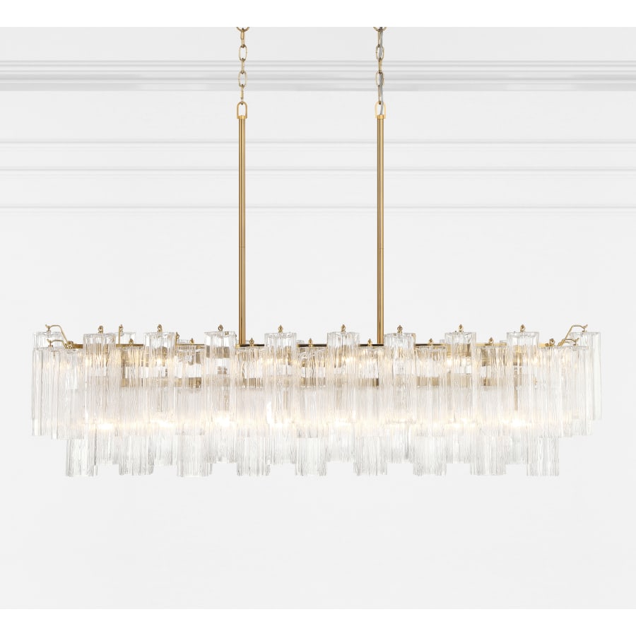 Addis 14 Light 52" Crystal Linear Chandelier - Zelno Lighting