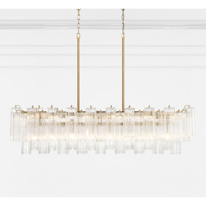 Addis 14 Light 52" Crystal Linear Chandelier - Zelno Lighting
