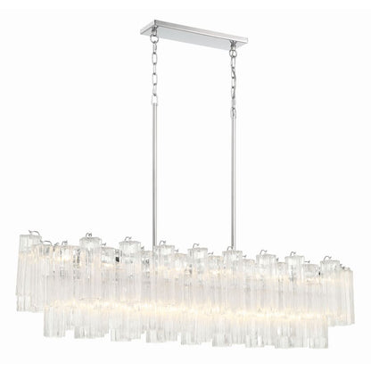 Addis 14 Light 52" Crystal Linear Chandelier - Zelno Lighting